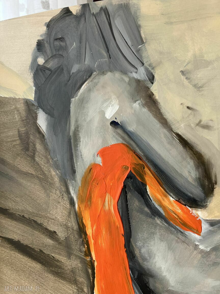 Orange - obraz kobiety 100x70 cm w technice akrylu na papierze