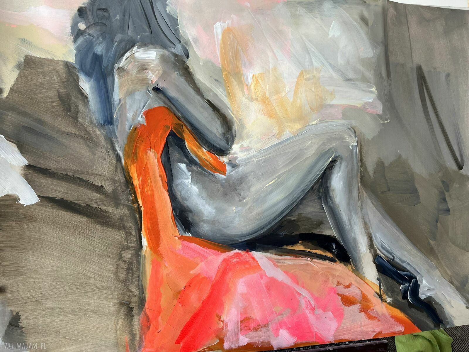 Orange - pomarańczowy obraz akrylowy 100x70 do sypialni