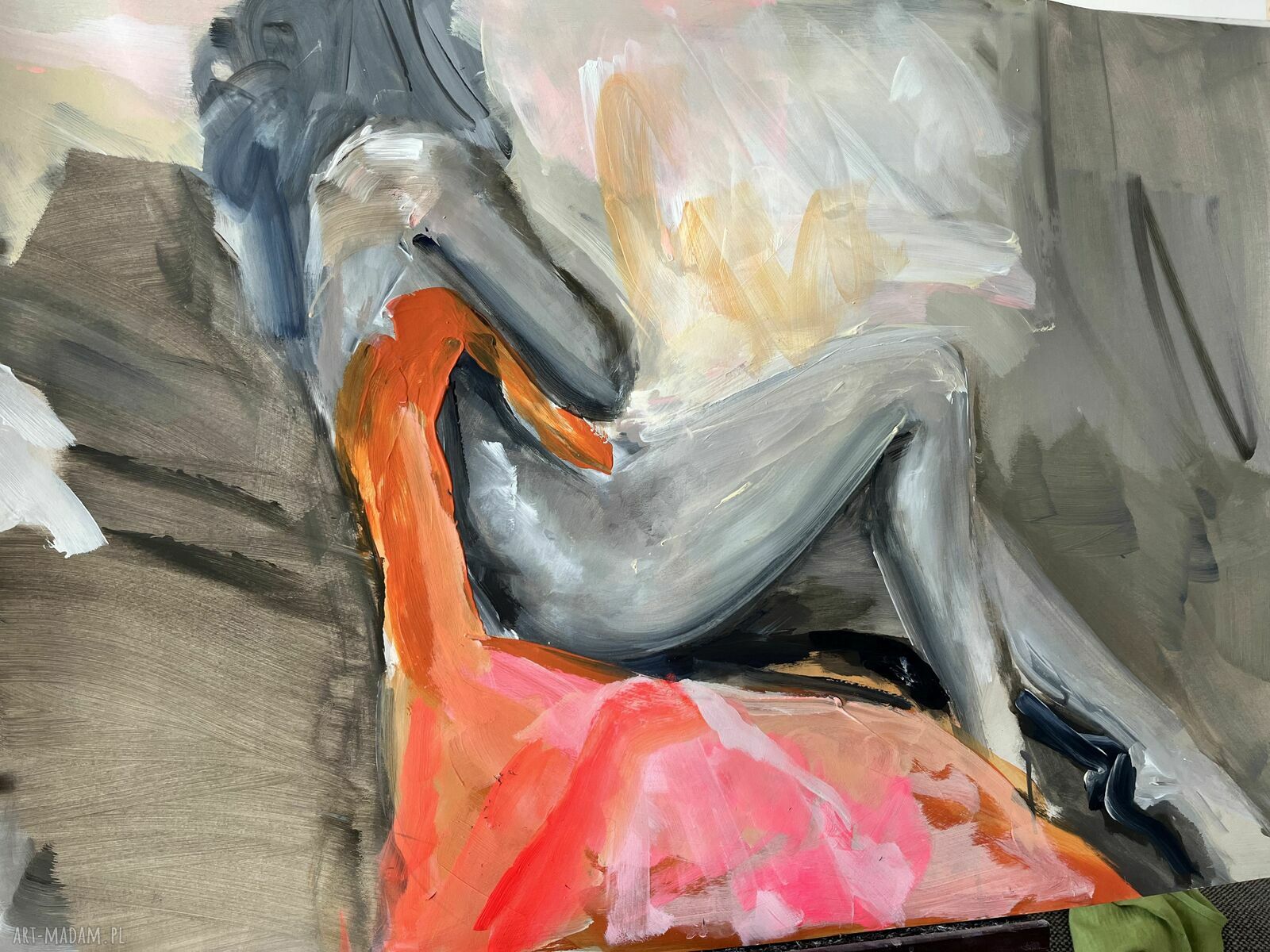 Orange - pomarańczowy obraz akrylowy 100x70 do sypialni