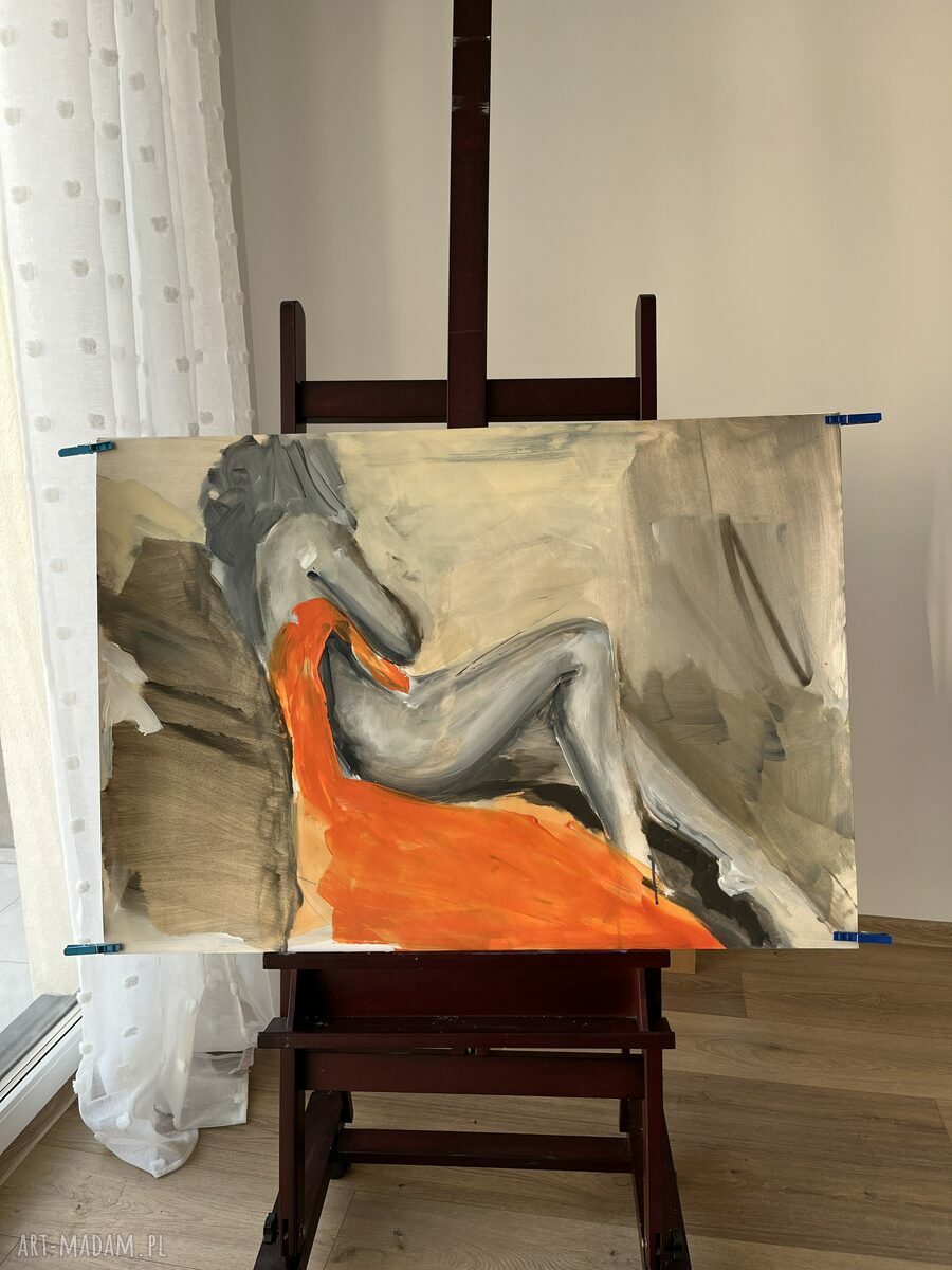 Orange - obraz kobiety 100x70 cm w technice akrylu na papierze