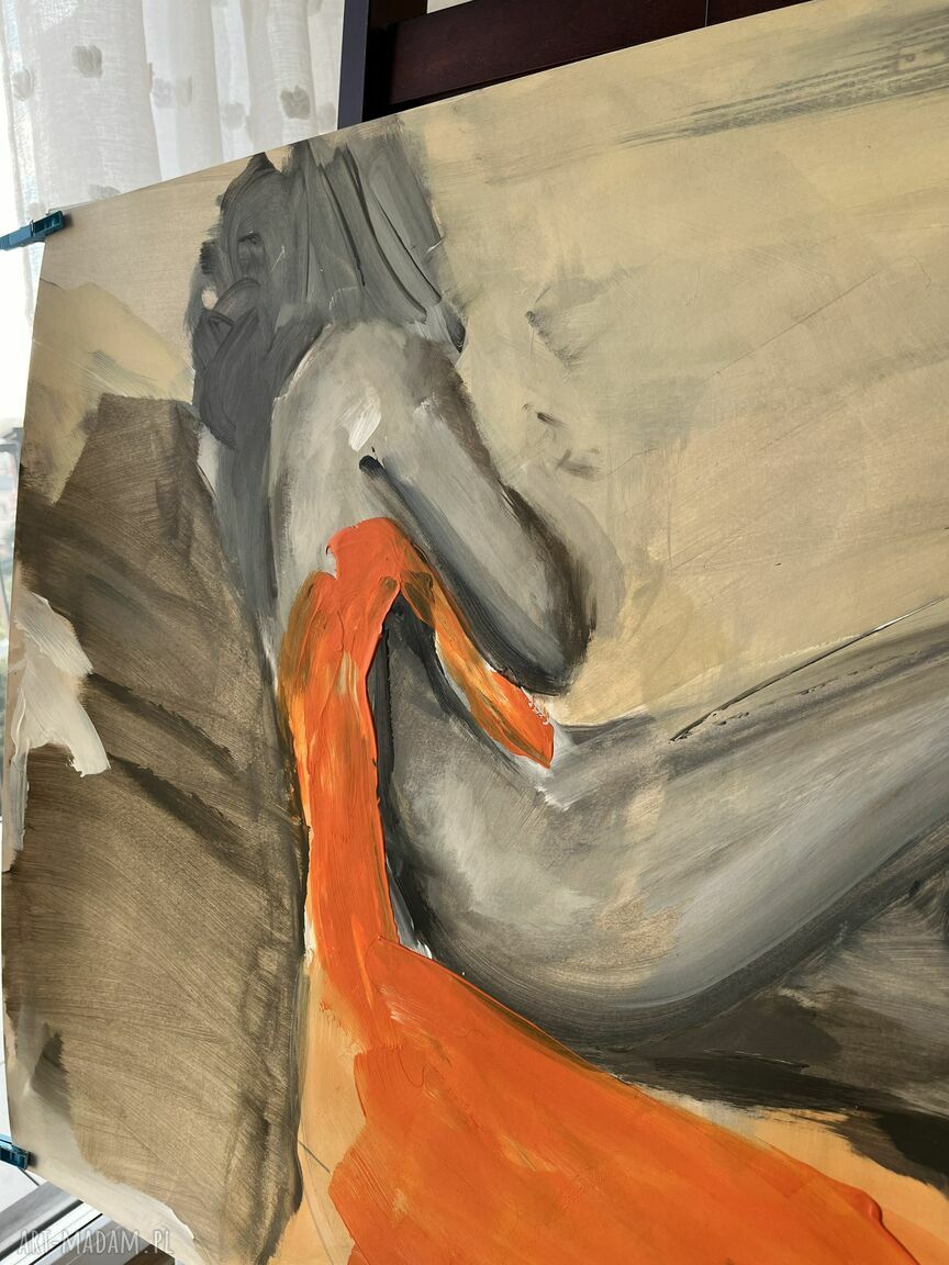 Orange - obraz kobiety 100x70 cm w technice akrylu na papierze