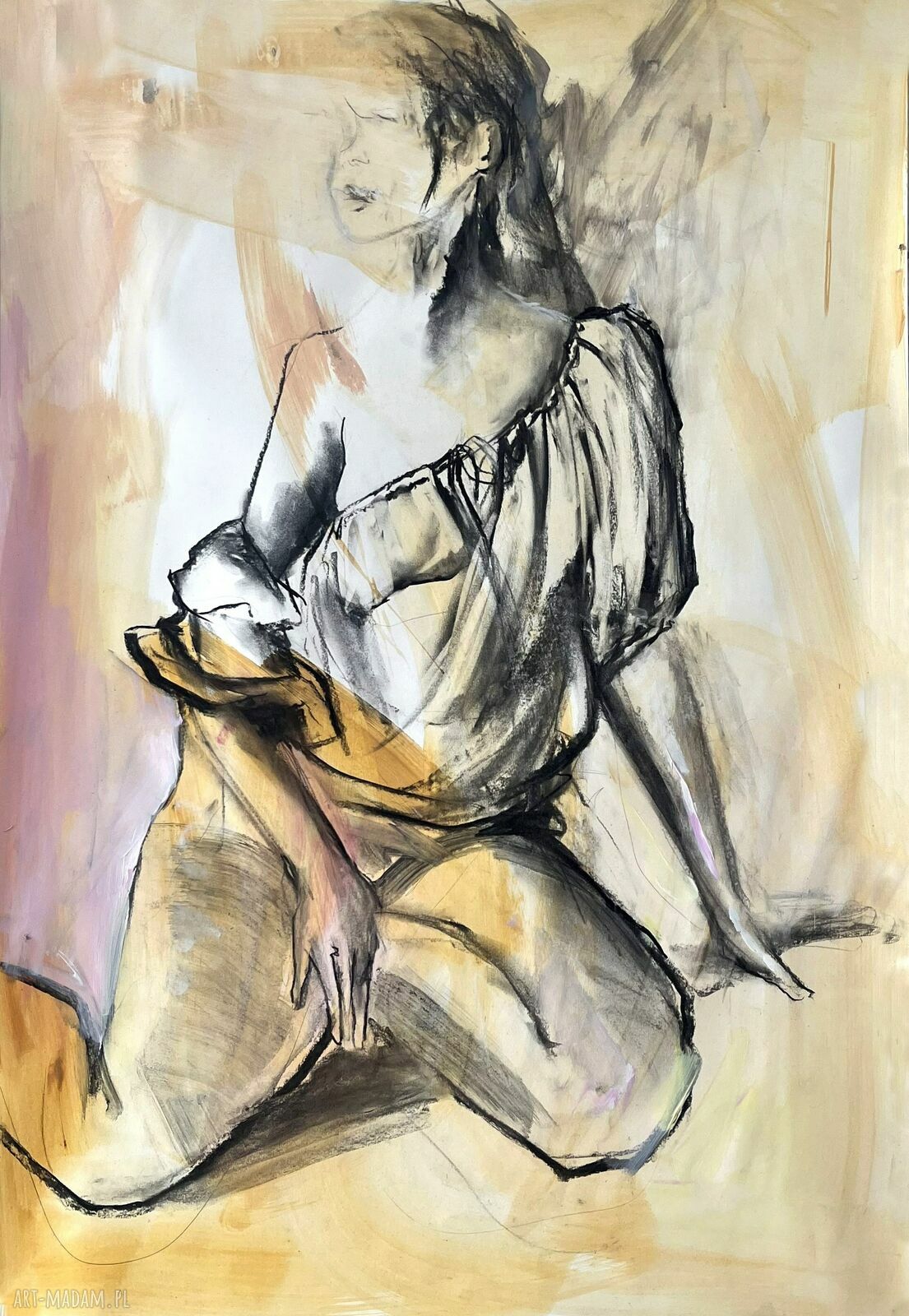 Obraz Louka Orange 100x70 cm - pomarańczowy klimat do sypialni