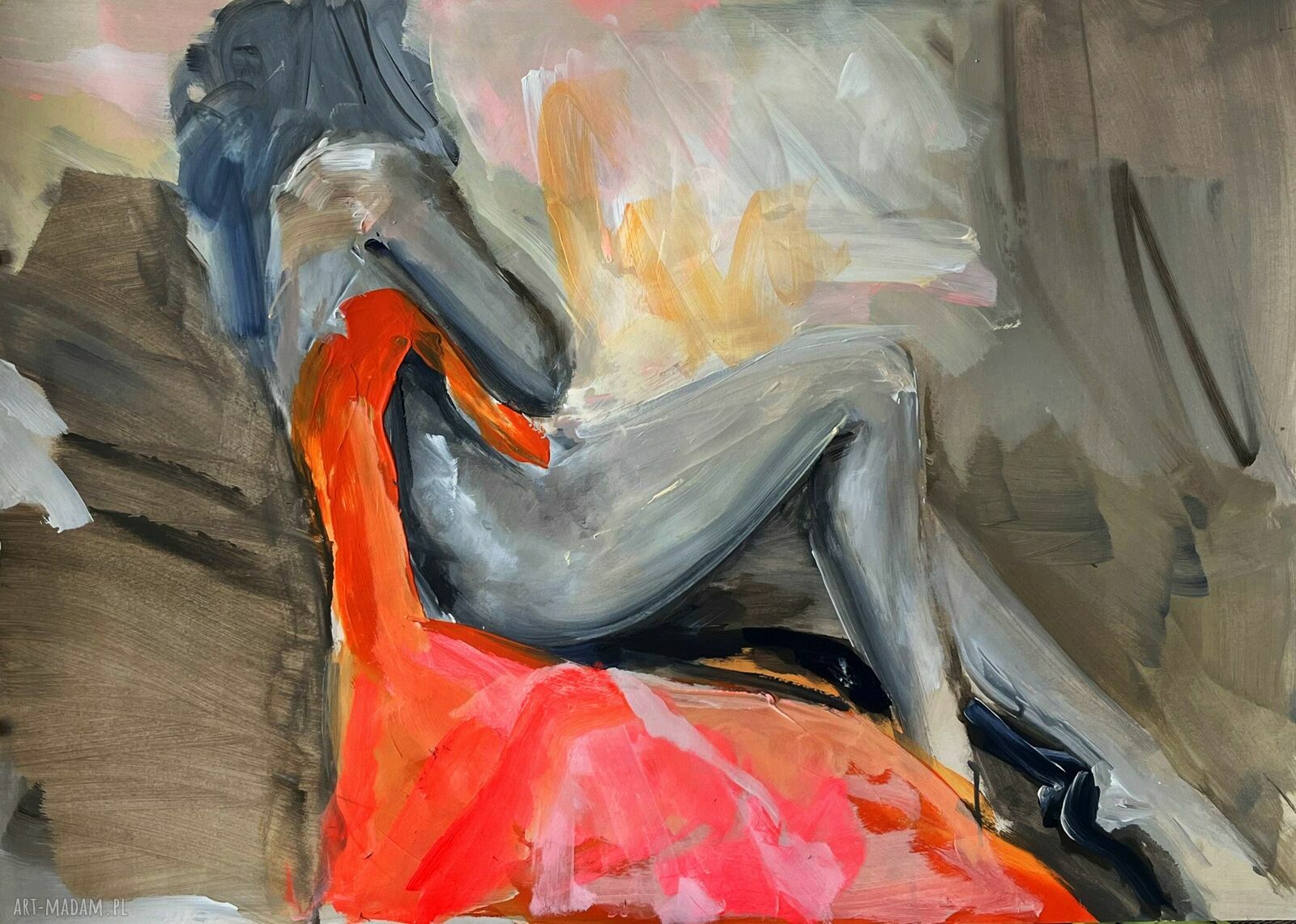 Orange - pomarańczowy obraz akrylowy 100x70 do sypialni