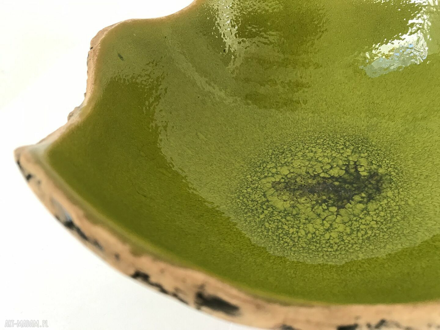 Organiczna misa ceramiczna z roślinami - turkusowe szkliwo i surowa forma