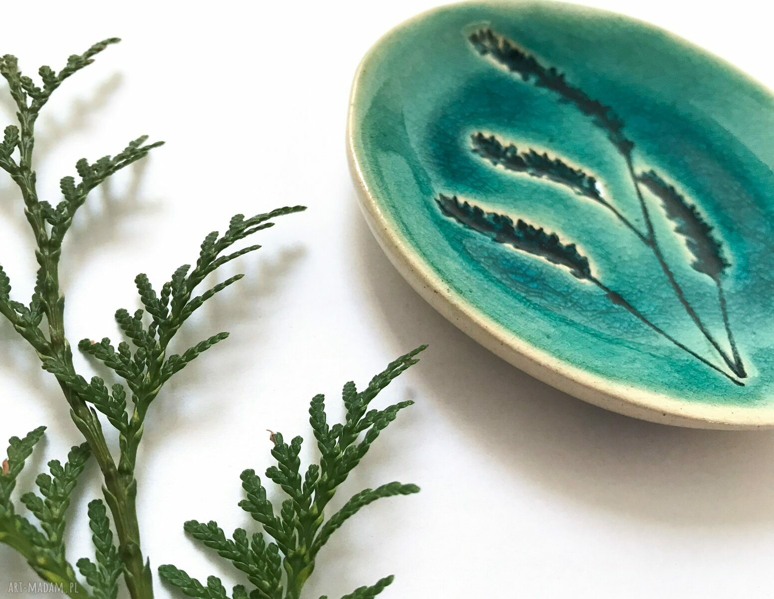 Turkusowy talerzyk ceramiczny na obrączki