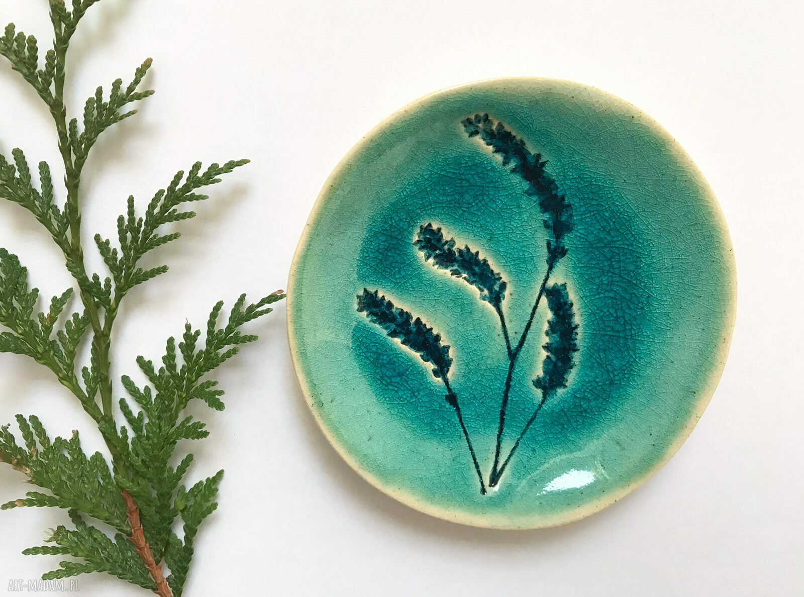Turkusowy talerzyk ceramiczny na obrączki