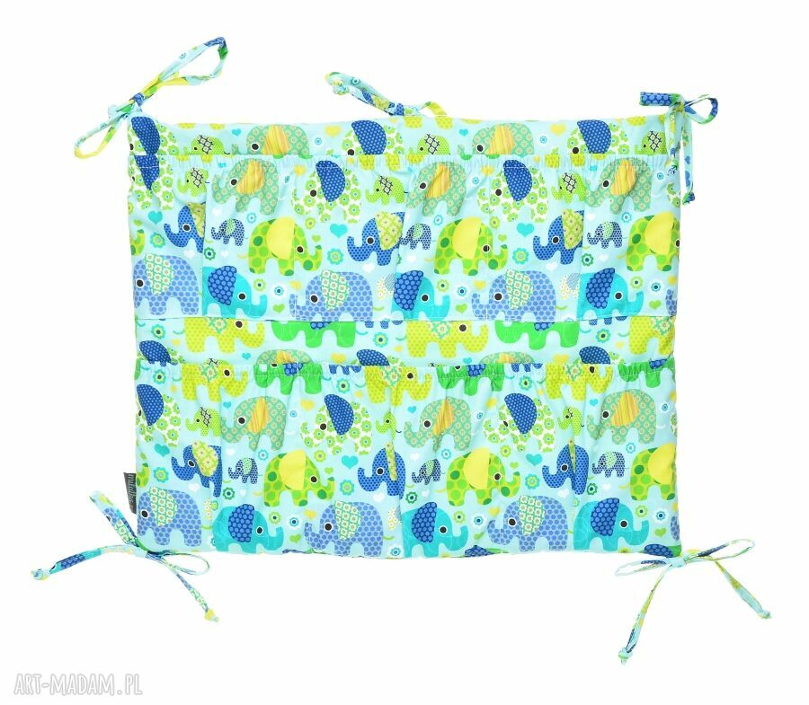 Organizer ŁÓŻeczka słoniki turkusie wymiary wysokość