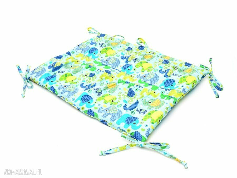 pokoik dziecka: ORGANIZER DO ŁÓŻECZKA słoniki na turkusie handmade