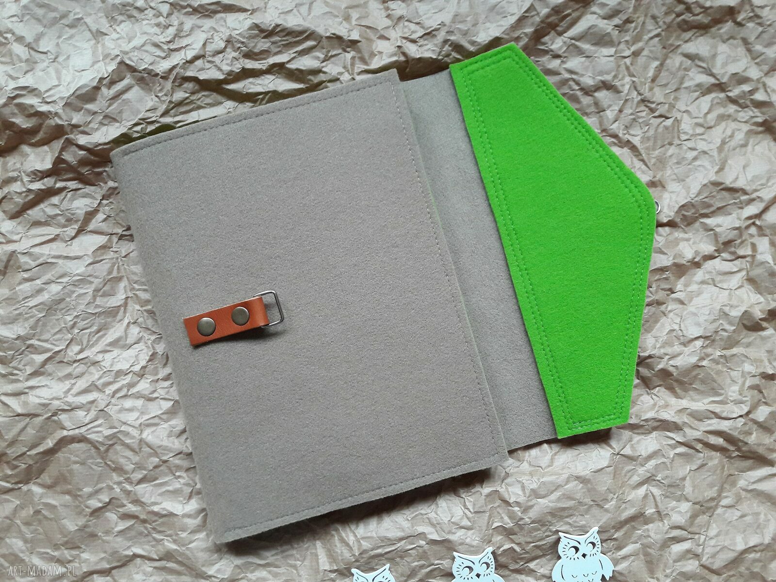 Filcowy organizer na tablet i laptop ze skórą naturalną