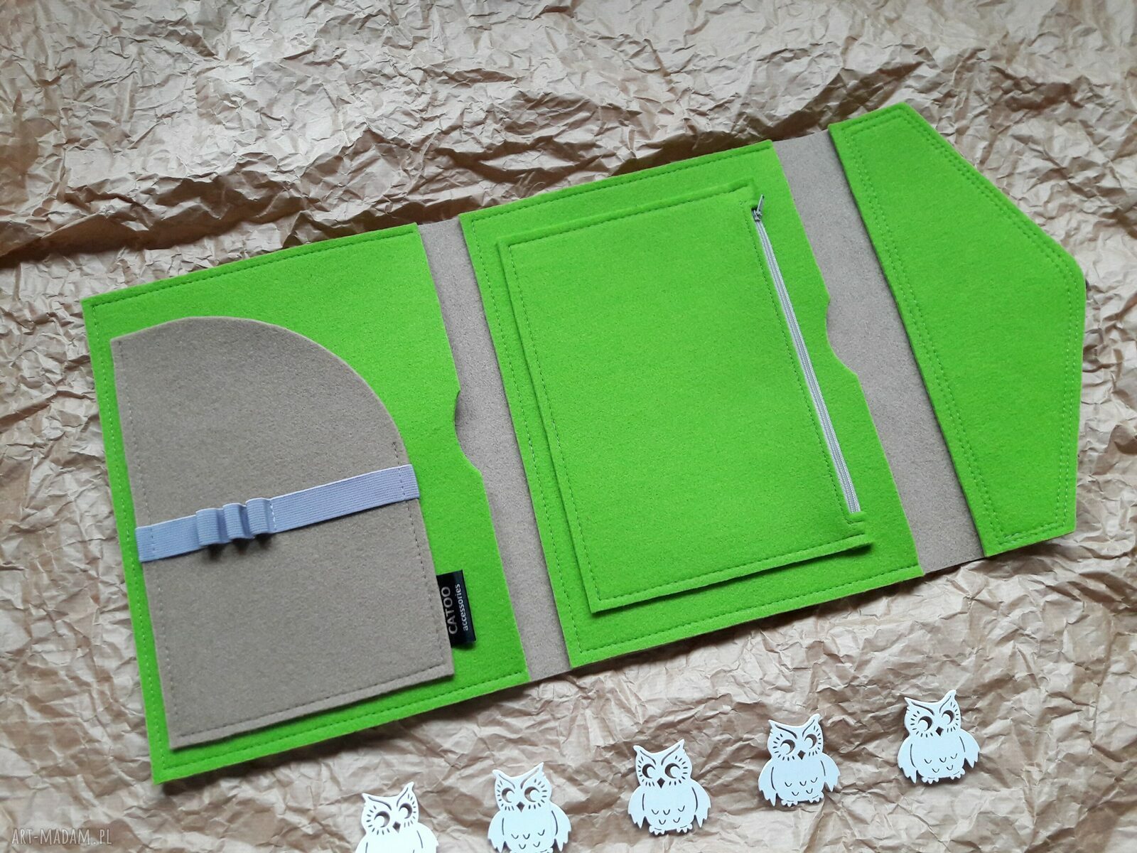Filcowy organizer na tablet i laptop ze skórą naturalną