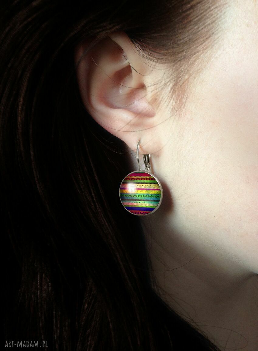 kolczyki: Azteckie duże kolczyki wiszące hand made