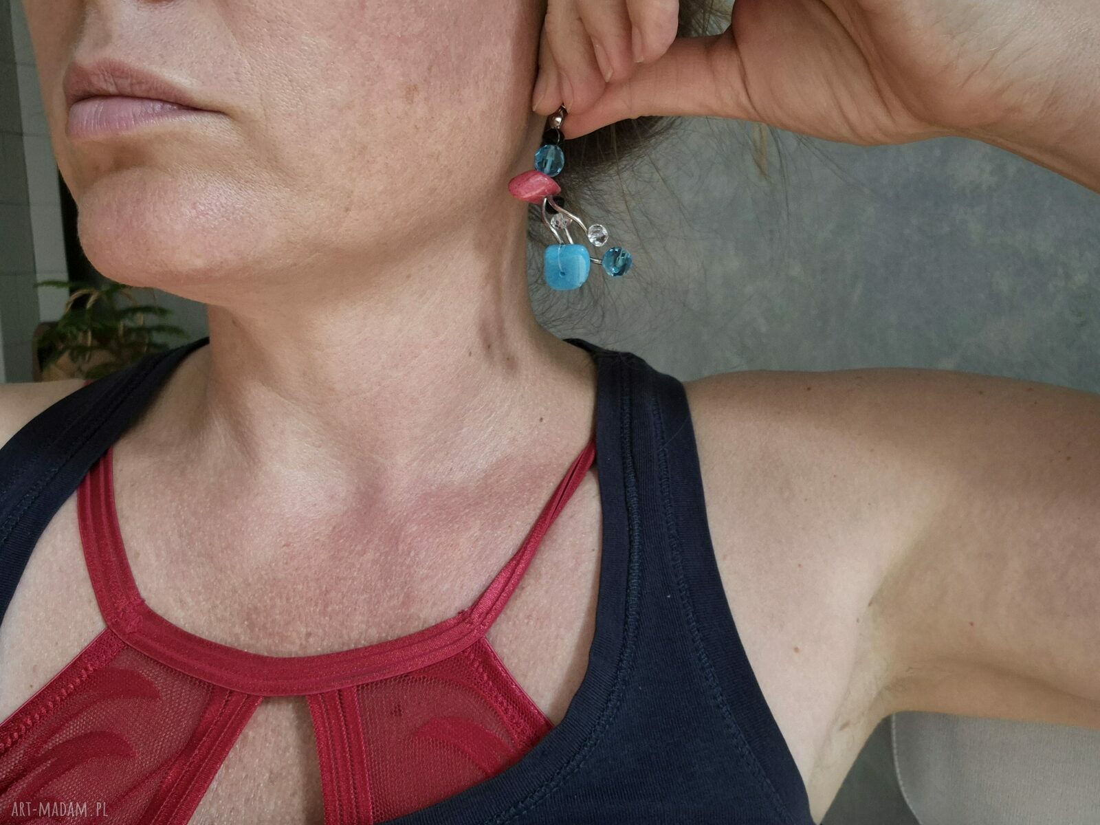 Orientalne klipsy z koralikami - boho etno (handmade)