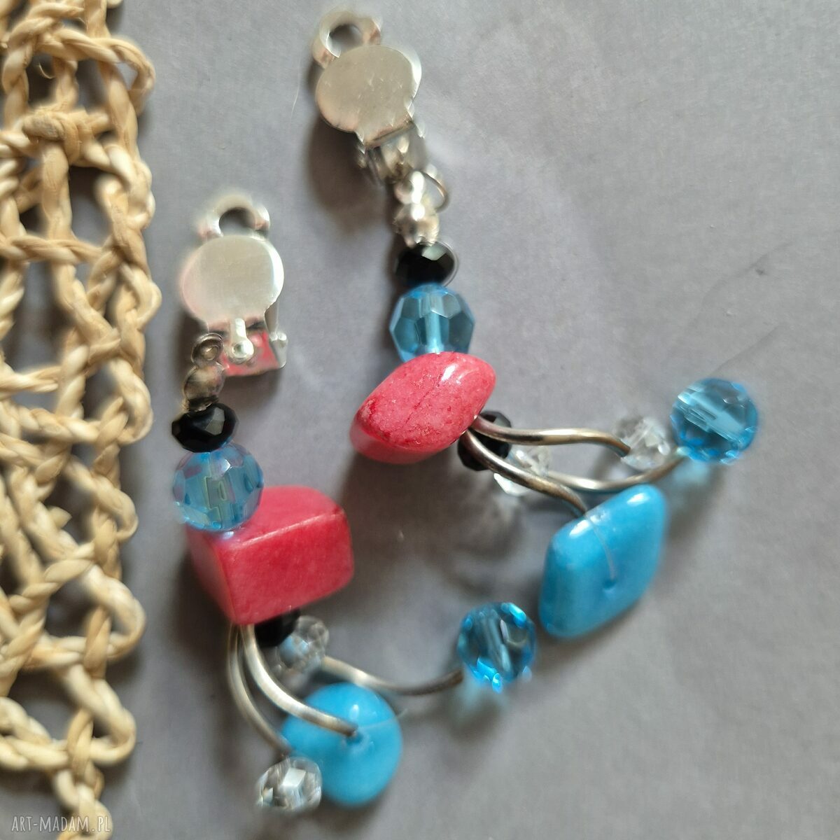 Orientalne klipsy z koralikami - boho etno (handmade)