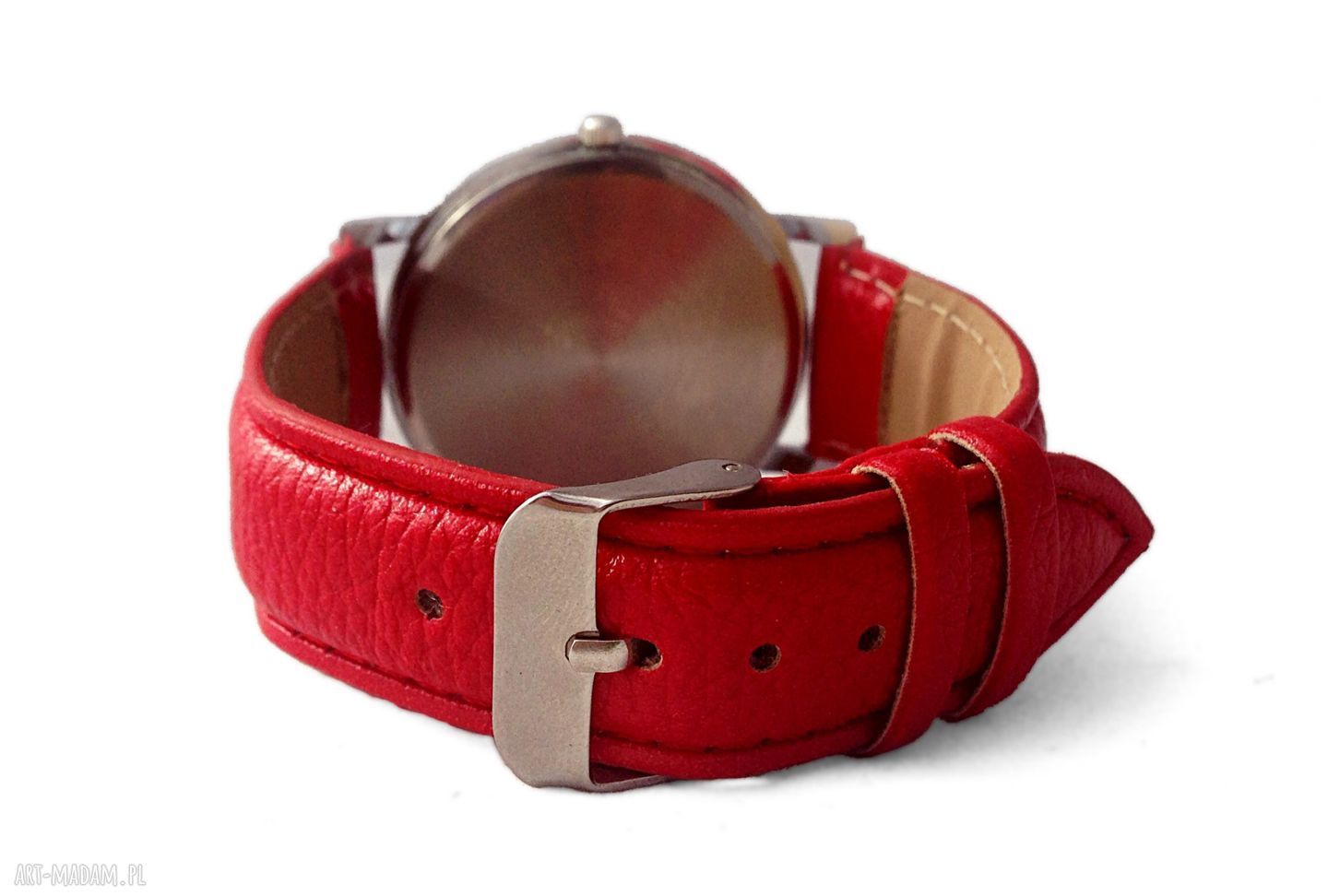 Orientalne ptaszki - skórzany zegarek z dużą tarczą 36 mm