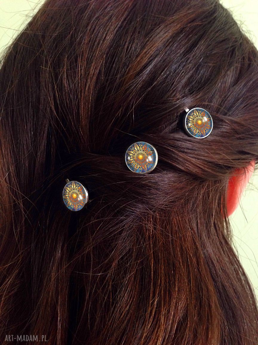 ozdoby do włosów: Orientalne Słońce 3 wsuwki do włosów Hand Made