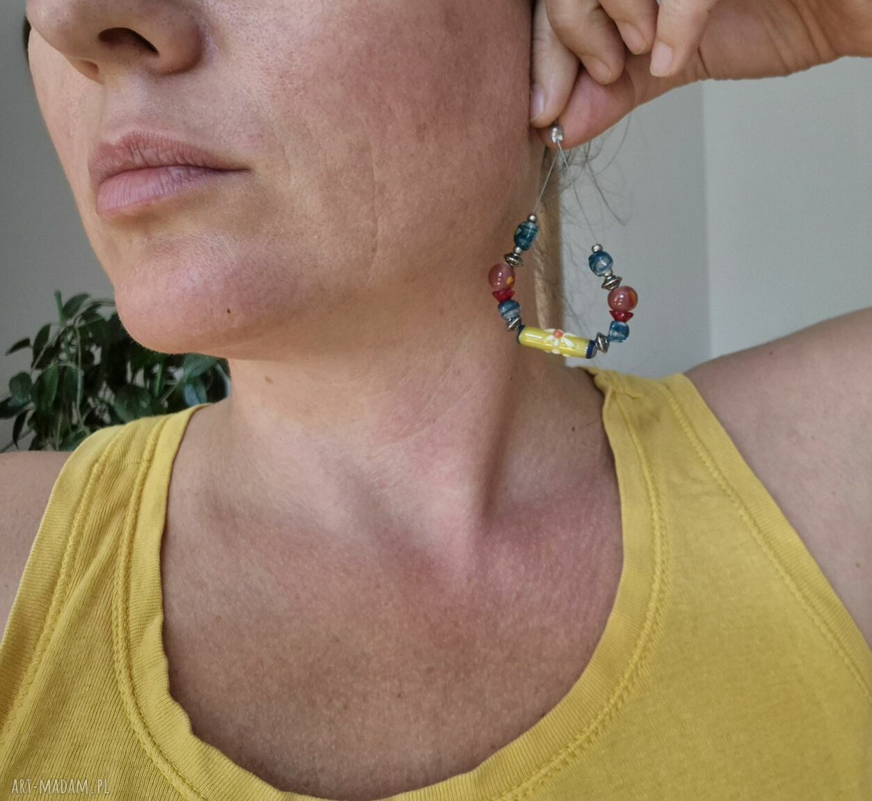Klipsy orientalne koraliki kule boho etno Frida - box w1