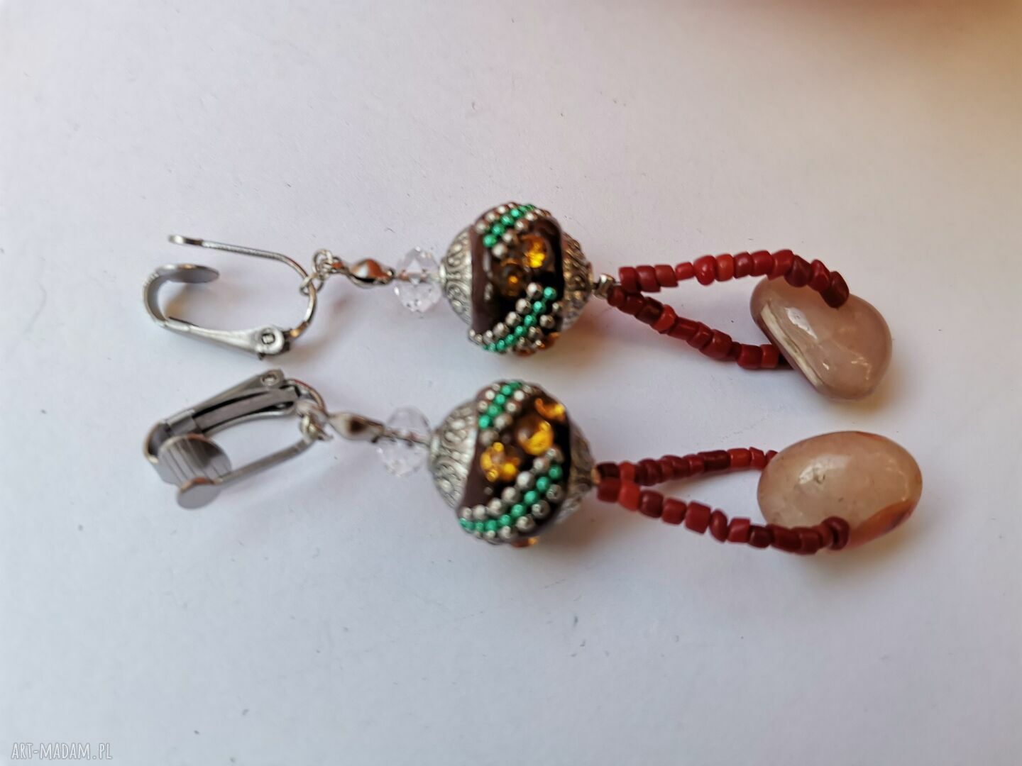 Orientalne klipsy boho folk z frędzlami - Ruda Klara