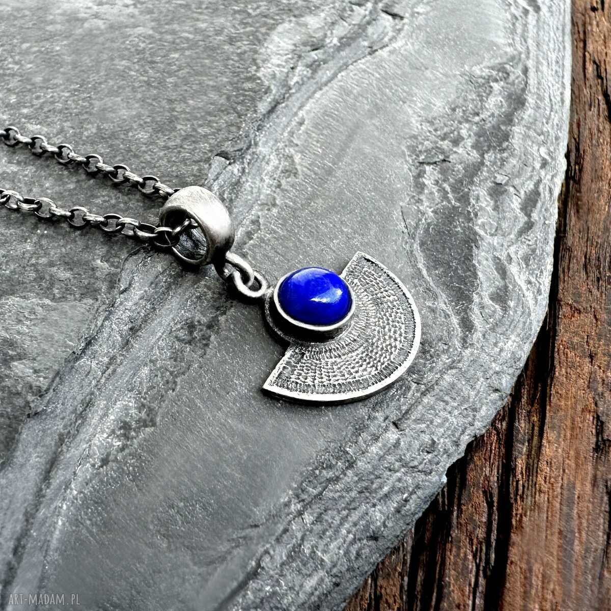 Orientalny wisiorek wachlarz z lapis lazuli - prezent