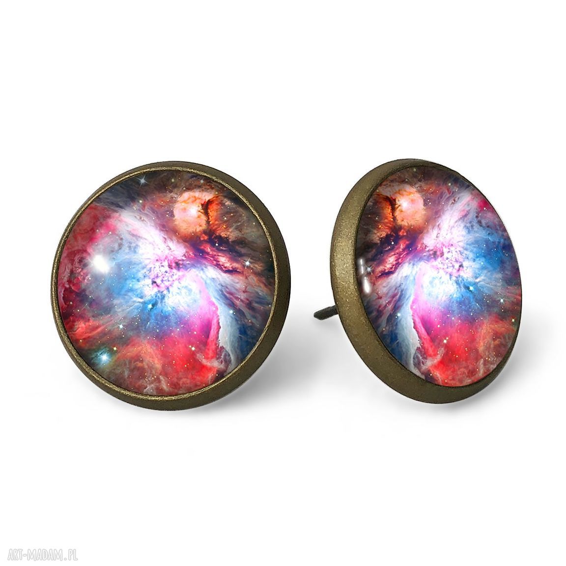 Orion nebula kolczyki wkręty sztyfty kosmiczne prezent ręcznie