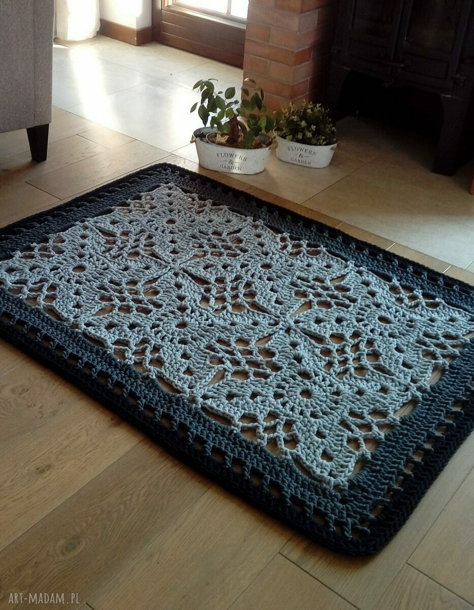 Ręcznie robiony dywan ornamentowy ze sznurka bawełnianego 150x105 cm