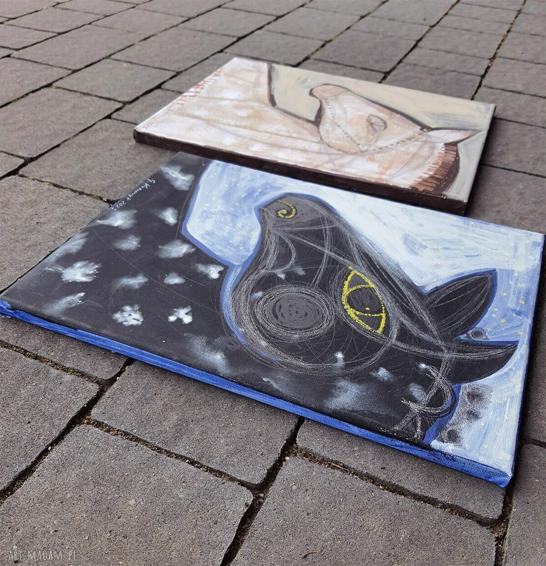 Ręcznie malowany obraz oryginalny na płótnie 40x30 cm - konik Vincent
