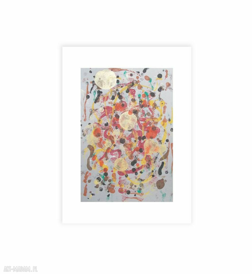 Nowoczesna abstrakcja na ścianę 30x40 cm z delikatnym złotem
