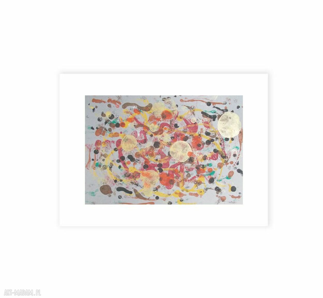 Nowoczesna abstrakcja na ścianę 30x40 cm z delikatnym złotem
