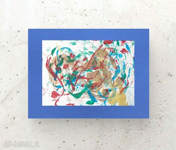 Niebiesko-złota abstrakcja do nowoczesnego wnętrza (30x40 cm)