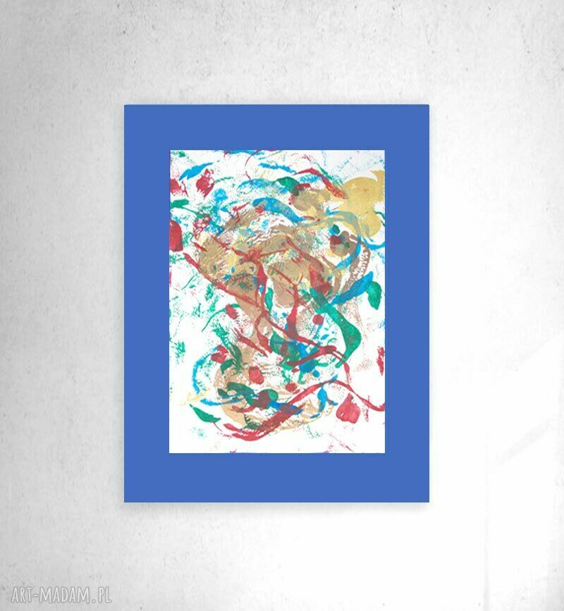 Niebiesko-złota abstrakcja do nowoczesnego wnętrza (30x40 cm)