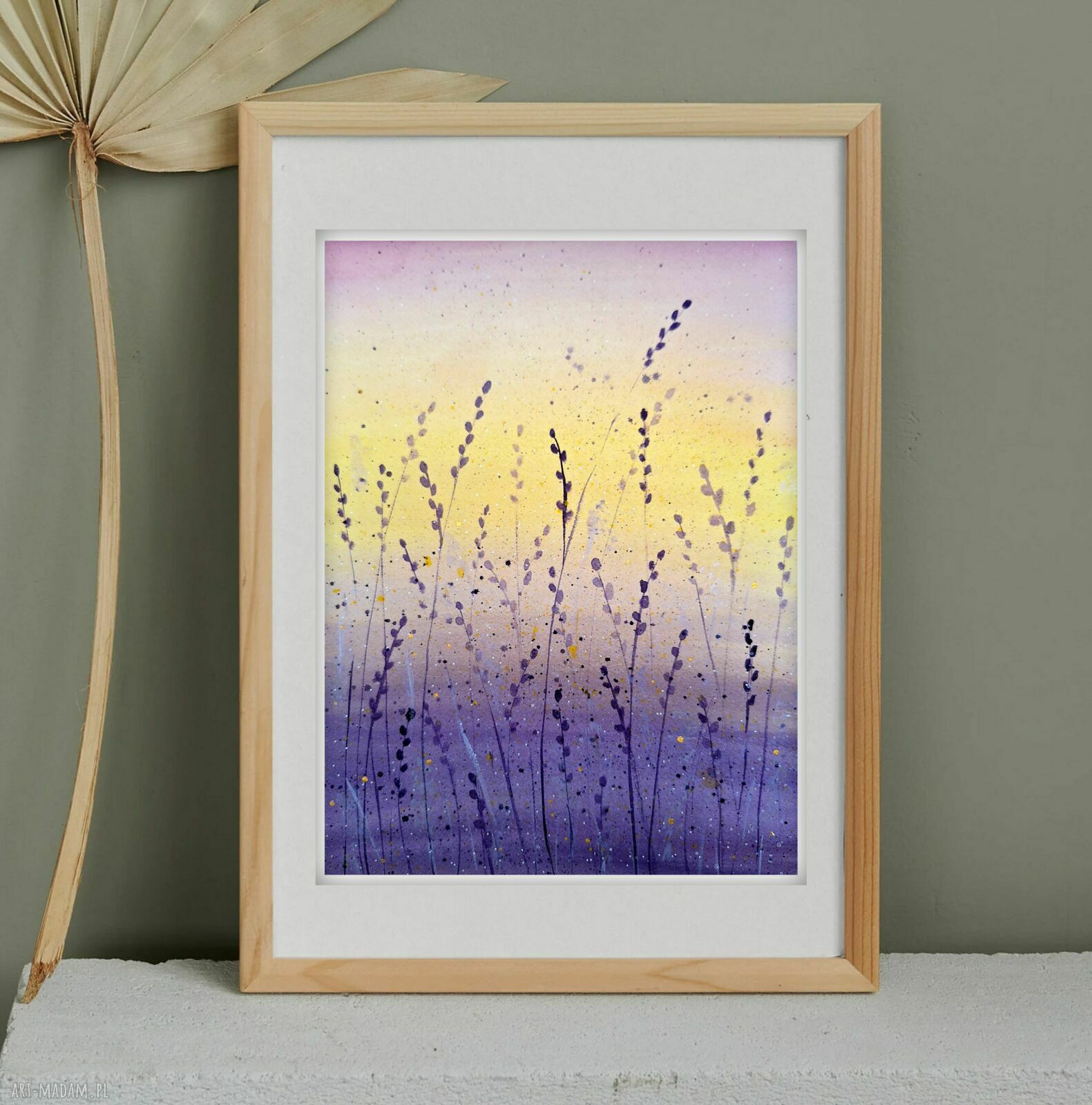 Oryginalna akwarela 23x31 cm - łąka i kwiaty w delikatnych kolorach