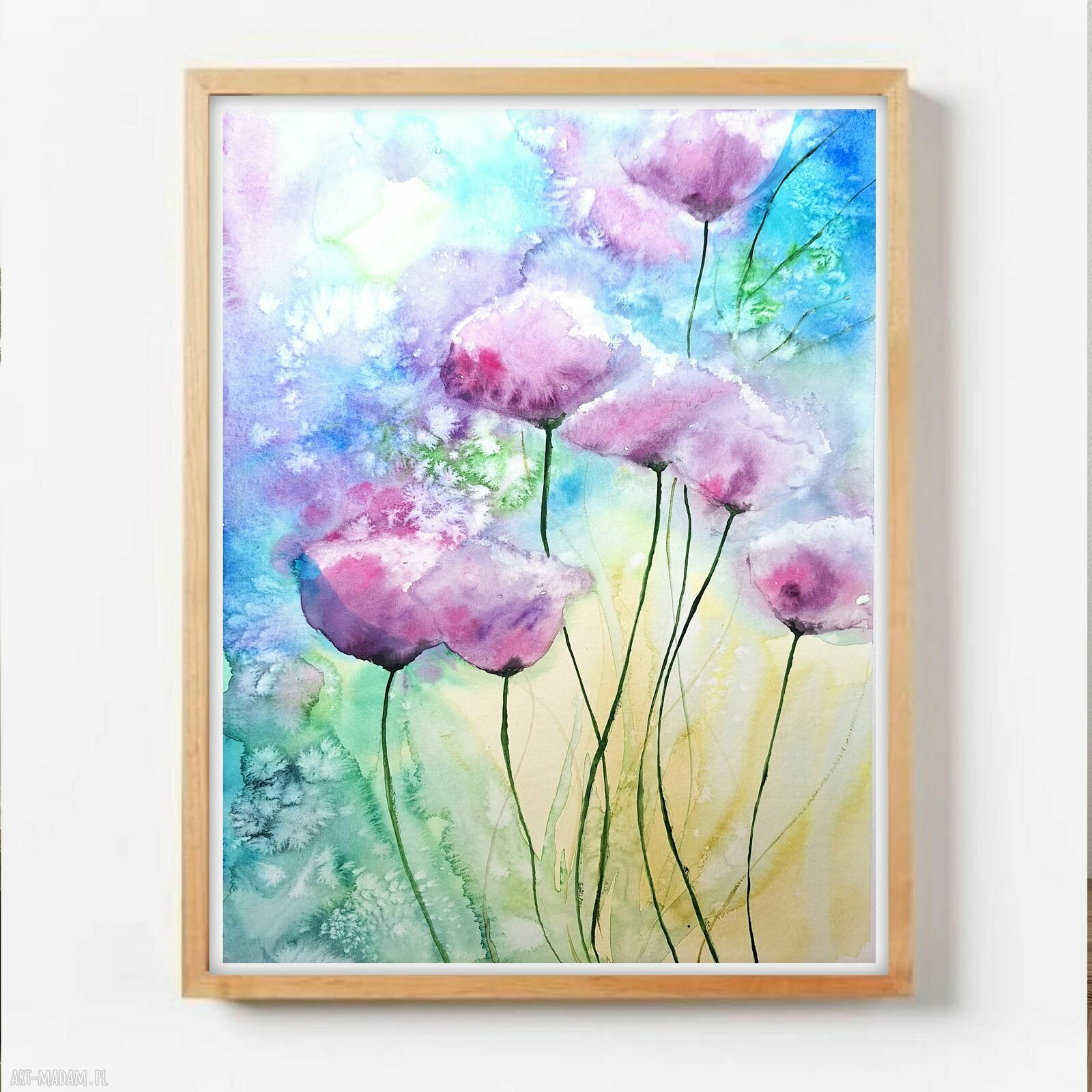 Oryginalna akwarela 30x40 cm „Kwiaty” - ręcznie malowany obraz