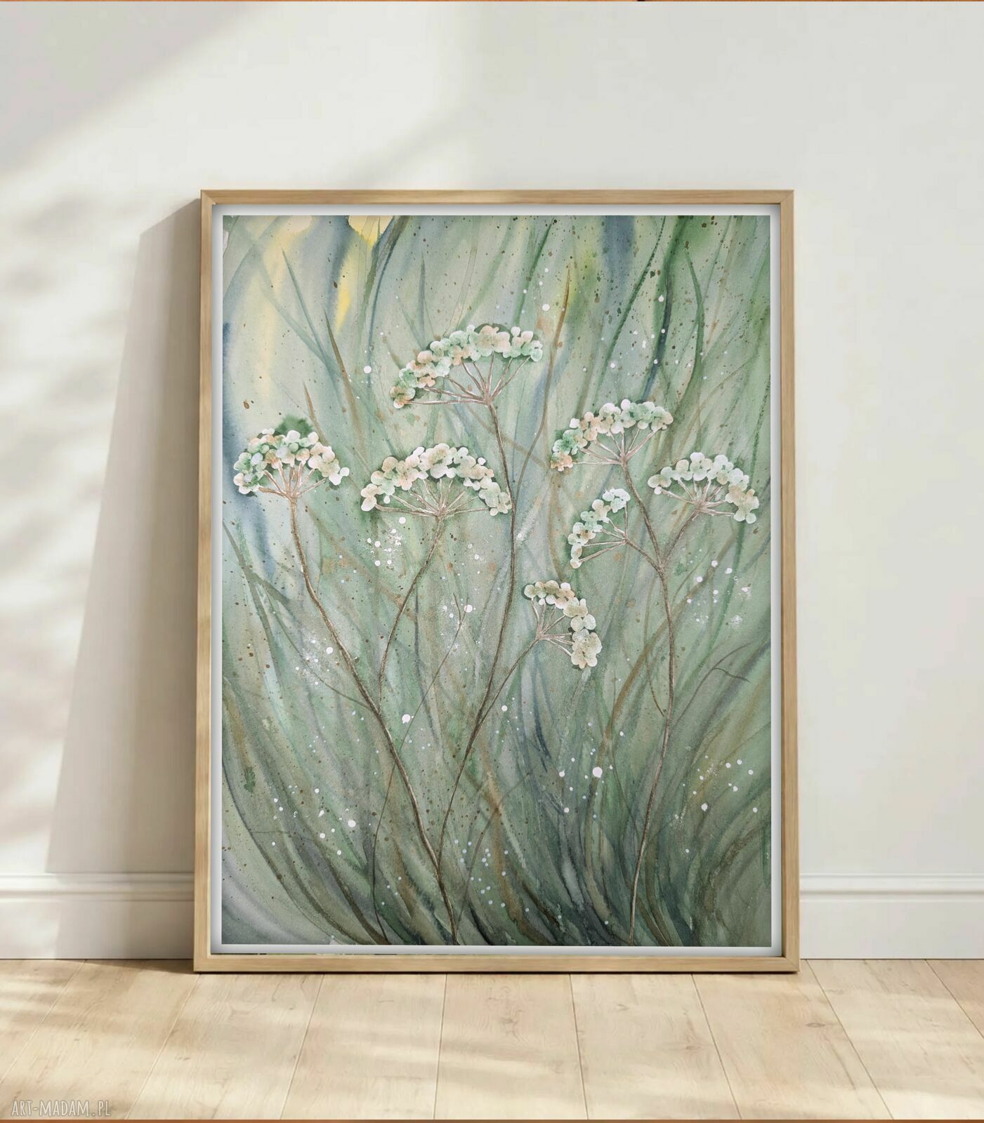 Oryginalna akwarela 30x40 cm - łąka z kwiatami
