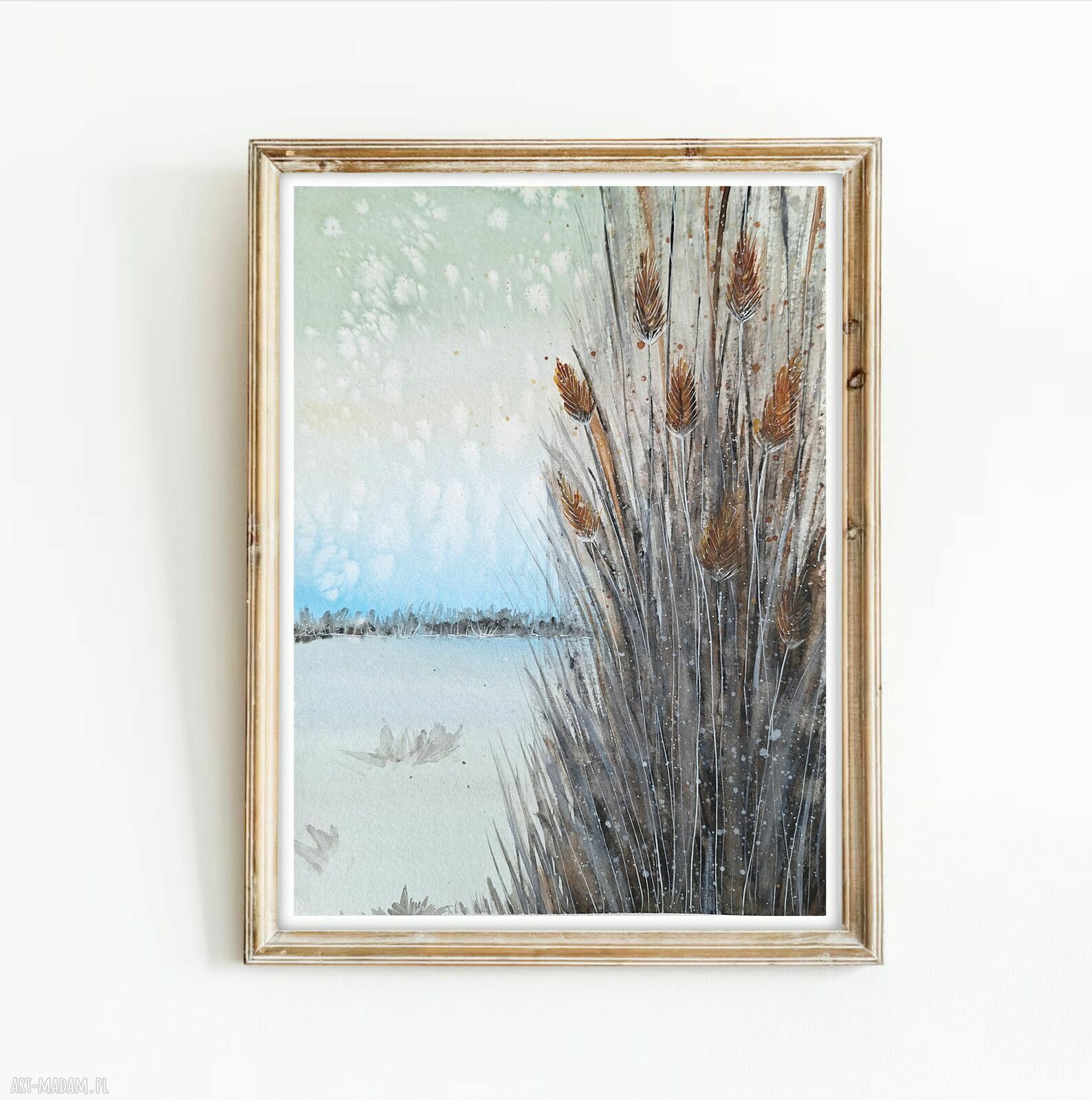 Oryginalna akwarela 30x40 cm Szuwary i trawy