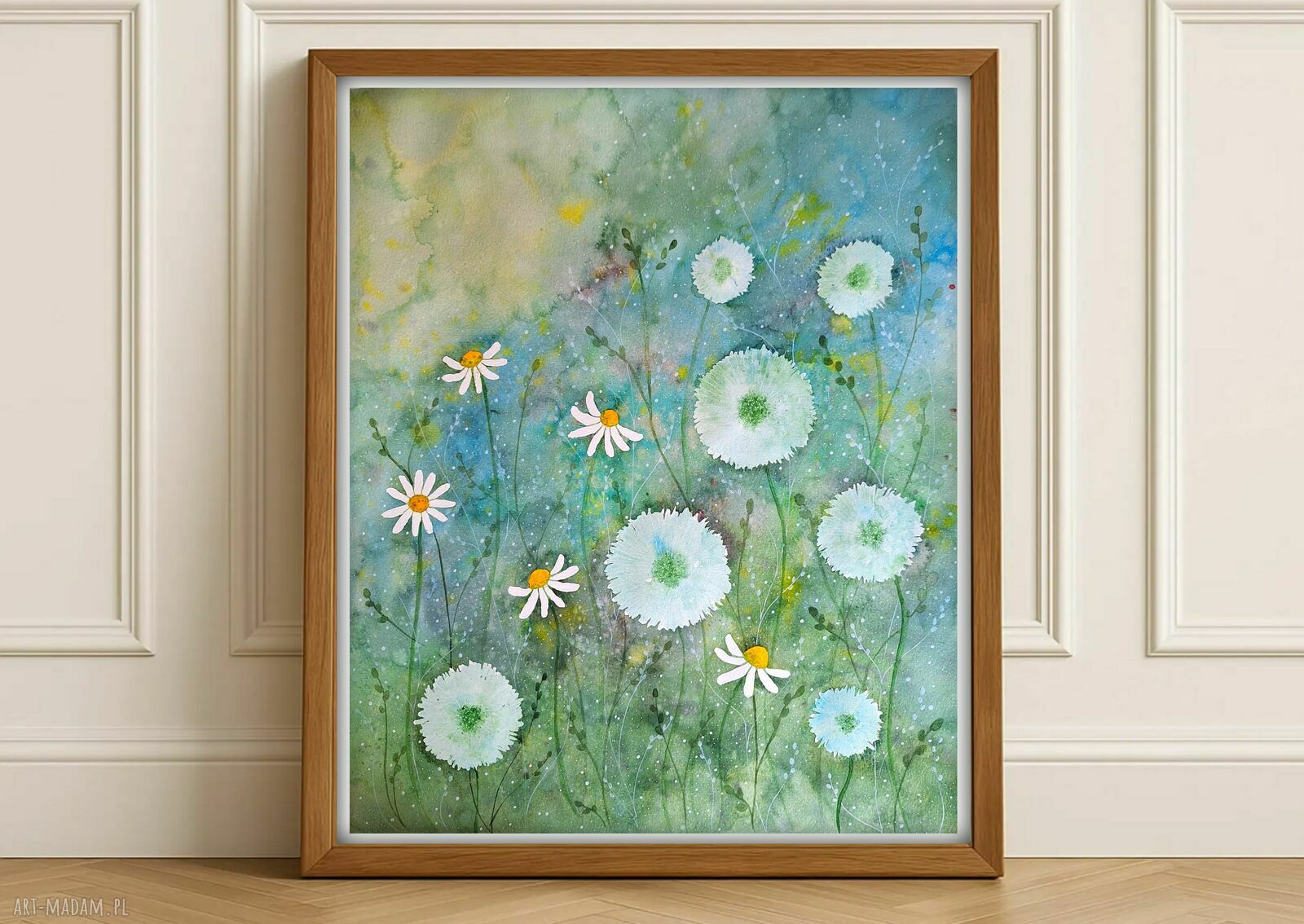 Oryginalna akwarela 40x50 cm - Dmuchawce na łące