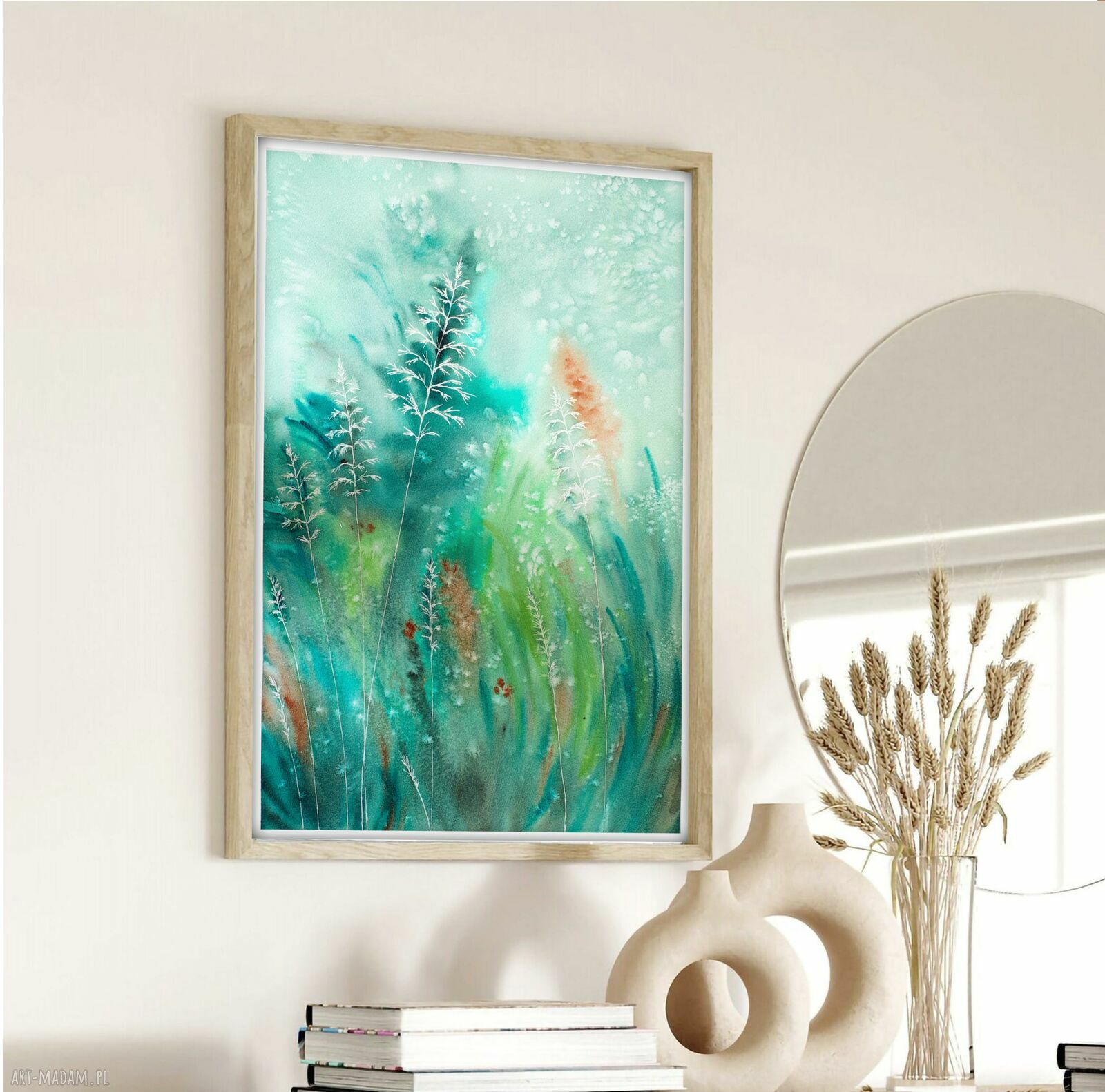 Oryginalna akwarela 46x61 cm „Łąka” - handmade