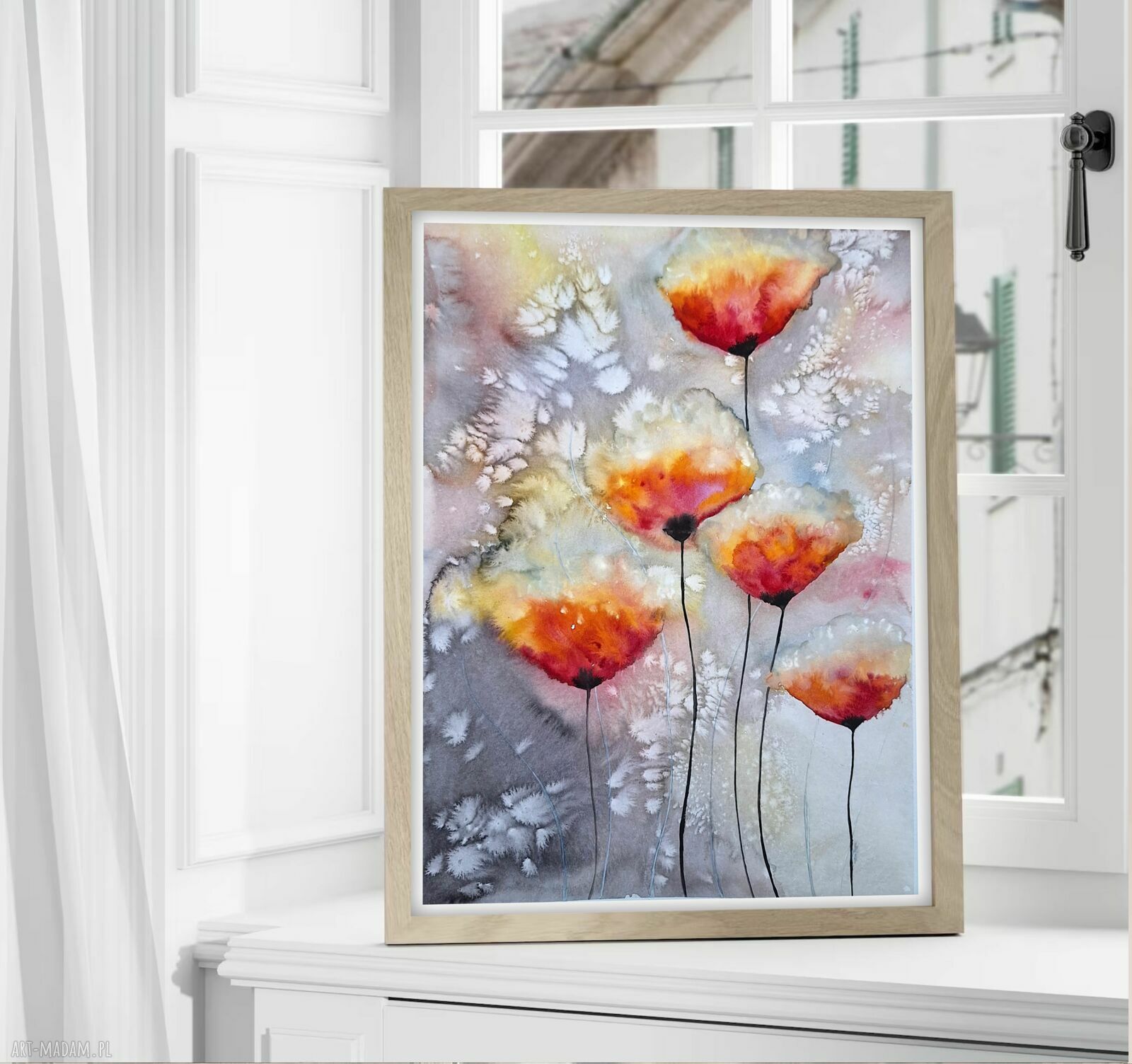 Oryginalna akwarela 30x40 cm Kwiaty - ręcznie malowana