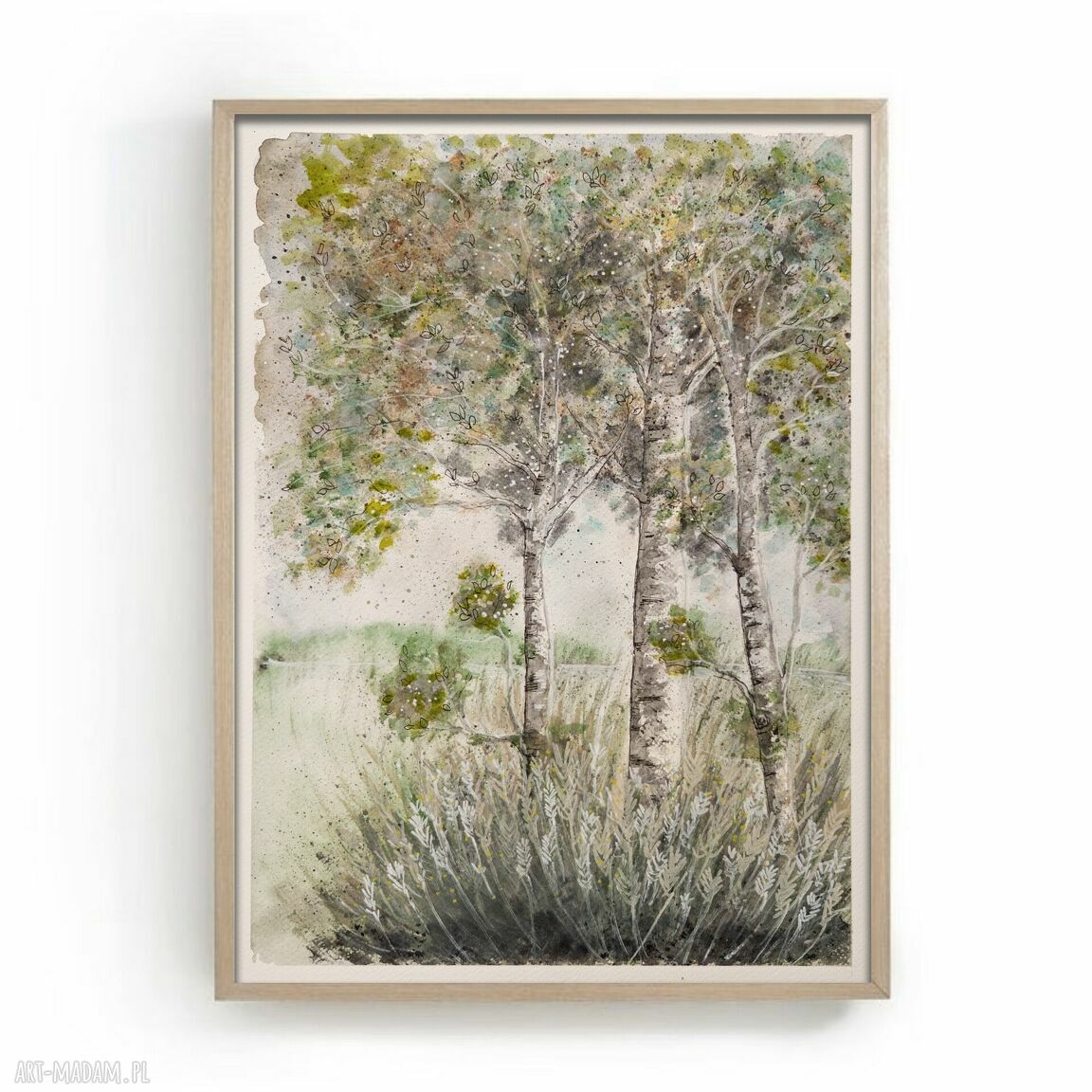 Oryginalna akwarela Brzozy 30x40 cm