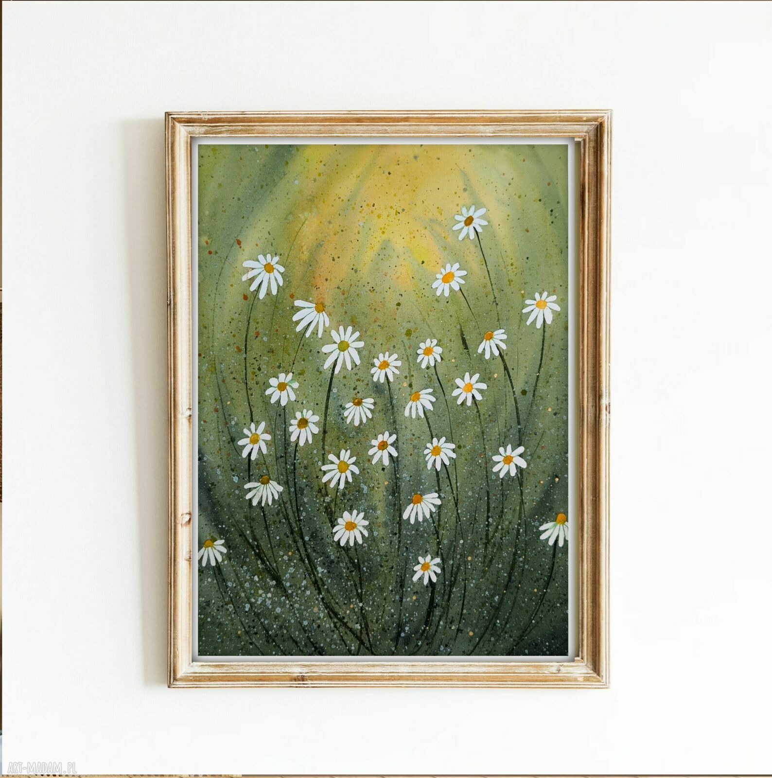 Oryginalna akwarela 30x40 - Rumianki na łące