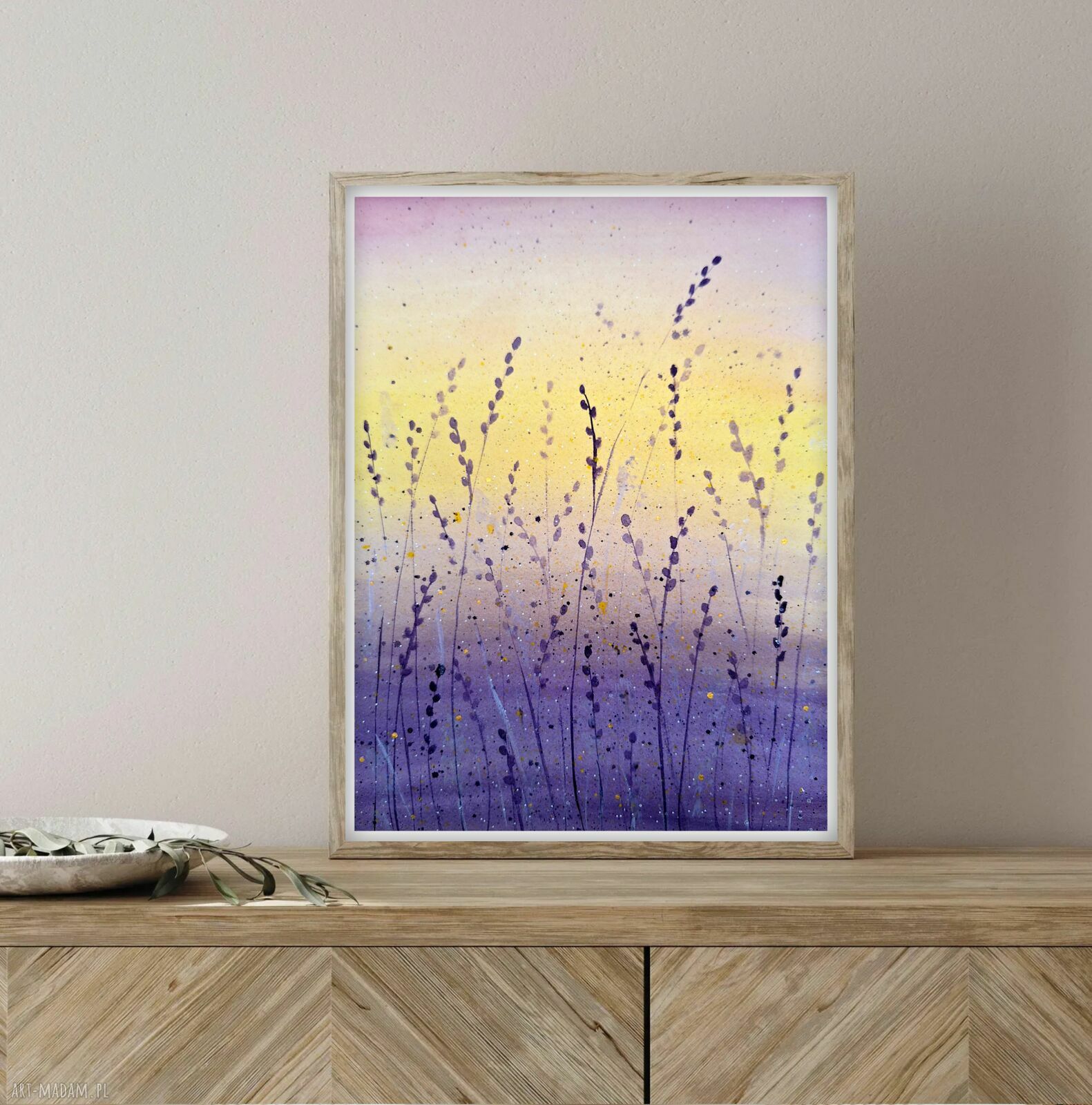 Oryginalna akwarela 23x31 cm - łąka i kwiaty w delikatnych kolorach