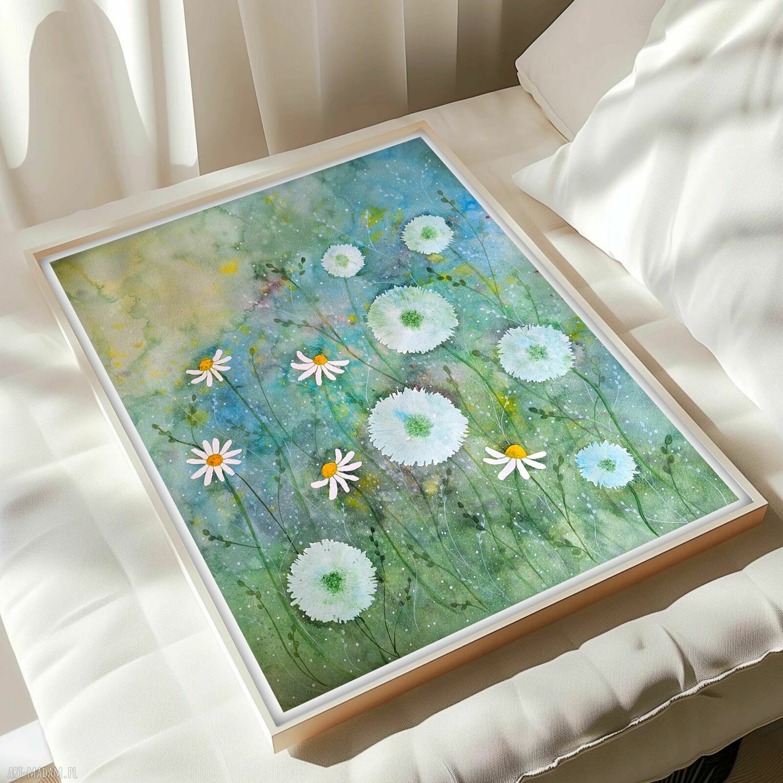 Oryginalna akwarela 40x50 cm - Dmuchawce na łące
