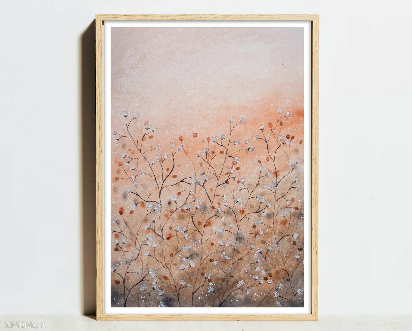 Oryginalna akwarela A3 Pastelowa łąka