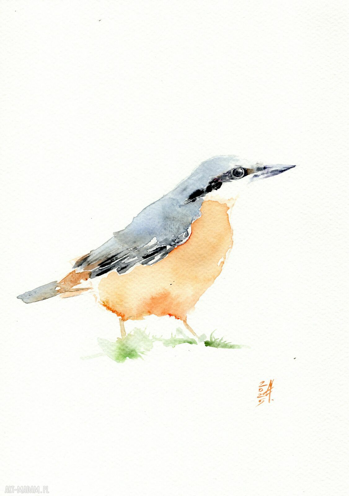 Oryginalna akwarela Kowalik - ręcznie wykonana dekoracja A4
