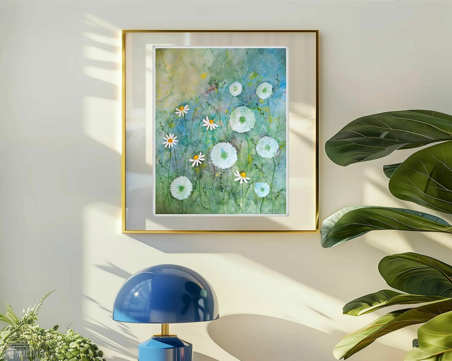 Oryginalna akwarela 40x50 cm - Dmuchawce na łące