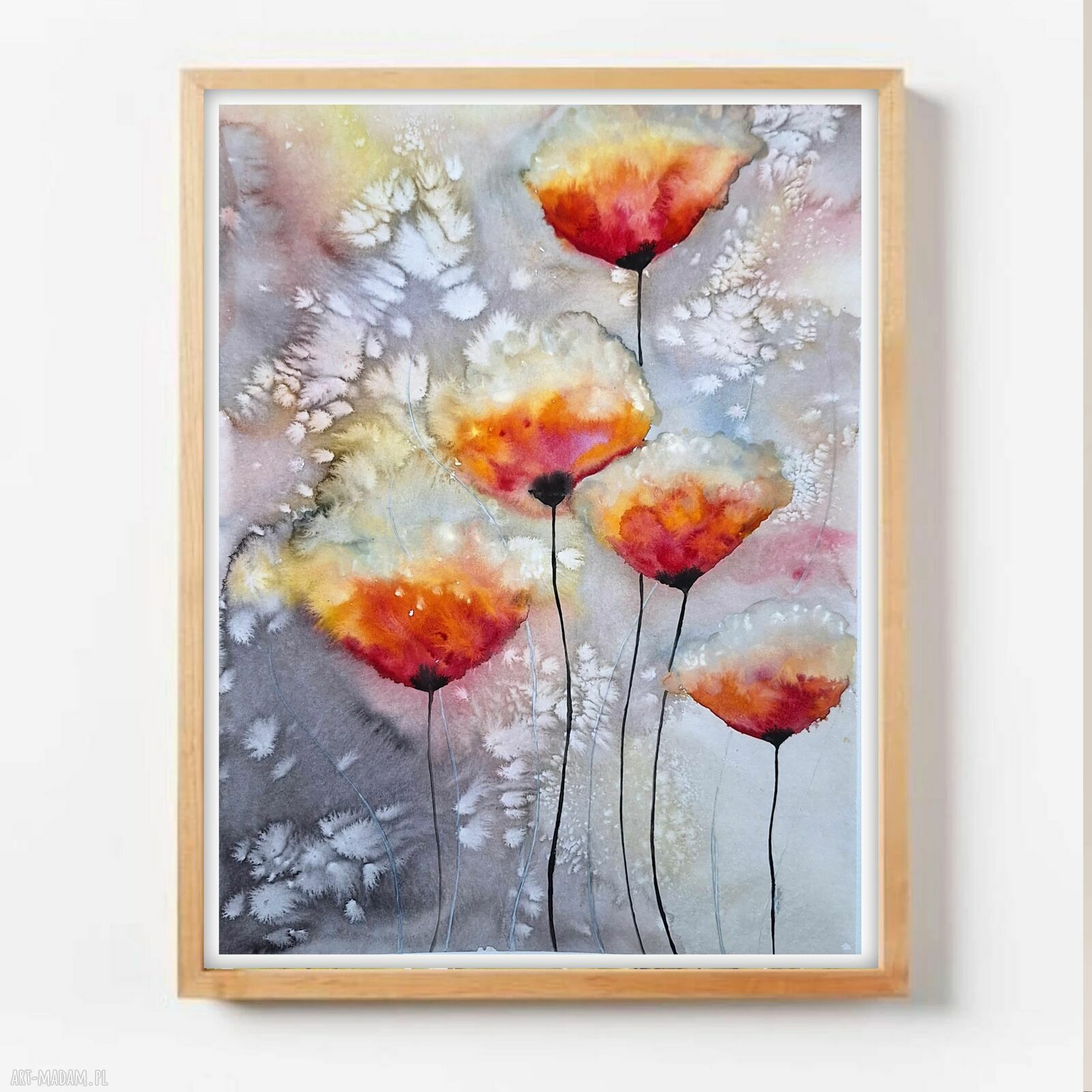 Oryginalna akwarela 30x40 cm Kwiaty - ręcznie malowana