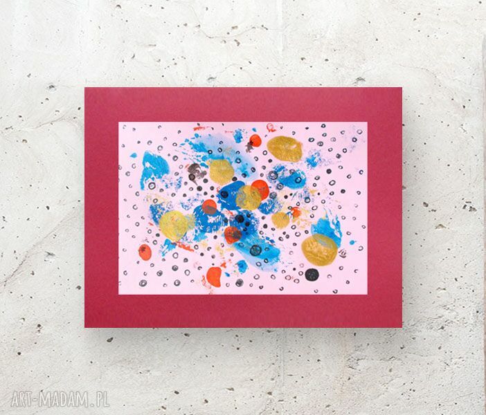 Ręcznie malowana abstrakcja do sypialni 30x40 cm ze złotymi akcentami - oryginalna grafika do samodzielnej oprawy