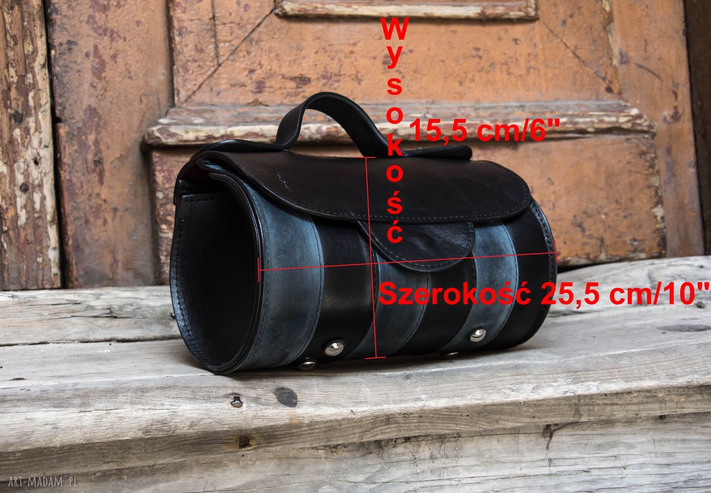 Pojemna skórzana mini torebka Ladybuq w kolorach granat i czerń