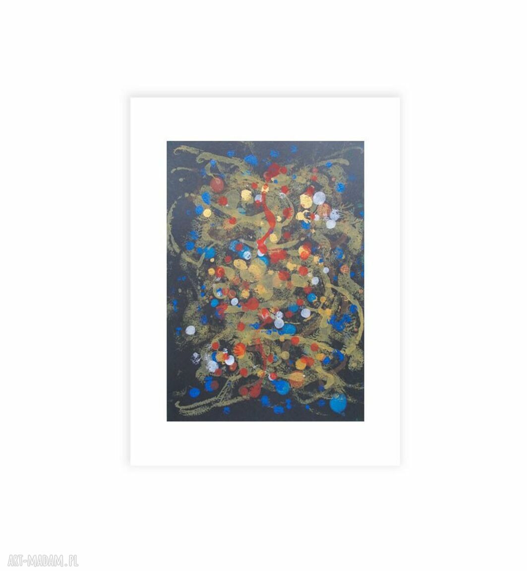 Oryginalna grafika abstrakcyjna 30x40 cm - malowana ręcznie, nowoczesna dekoracja do holu i salonu