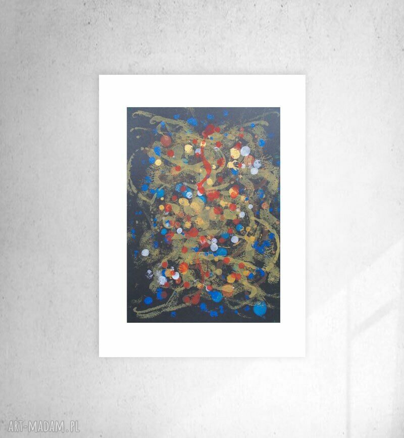 Oryginalna grafika abstrakcyjna 30x40 cm - malowana ręcznie, nowoczesna dekoracja do holu i salonu