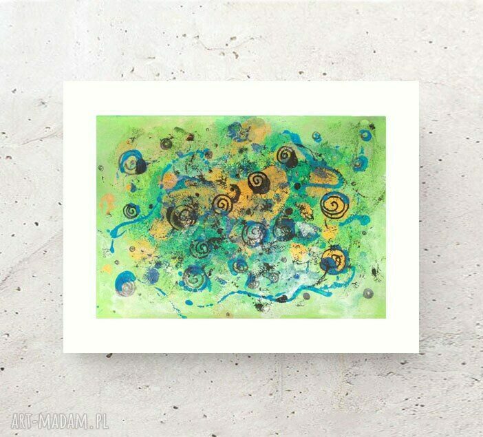 Oryginalna grafika abstrakcyjna do salonu i biura - ręcznie malowana 30x40 cm, bez ramy