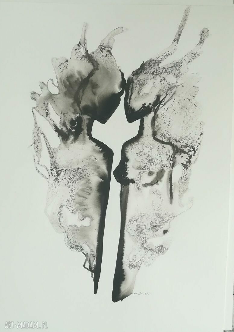 Rysunek tuszem Body Flowers (A3) - oryginalna grafika czarno-biała do ramki